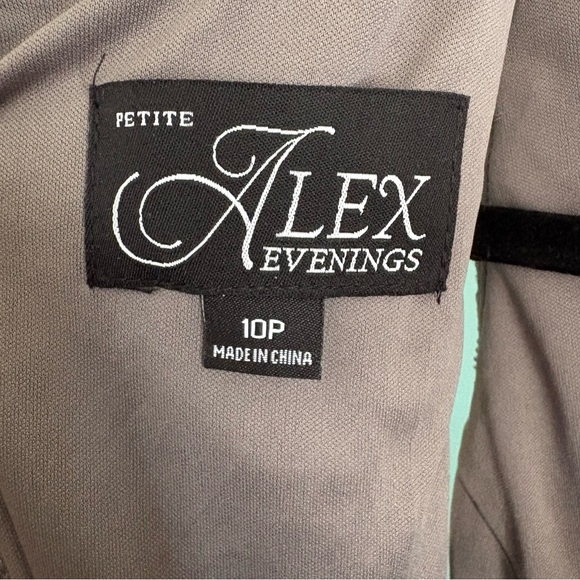 Women's Alex Evenings Petite Charcoal Silver Sequin Lace Maxi Dress 10P - Picture 11 of 12